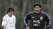Diego Maradona a Messi na tréninku argentinské reprezentace