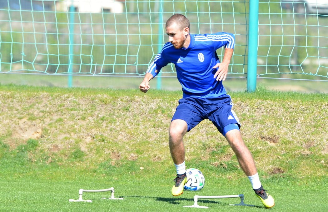 Ofenzivní záložník Dominik Mašek na tréninku Mladé Boleslavi