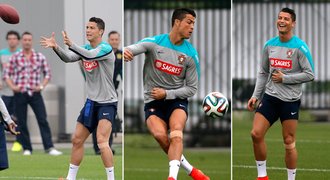 Portugalci jásají: Zdravý Ronaldo na tréninku stihl ragby i taneček