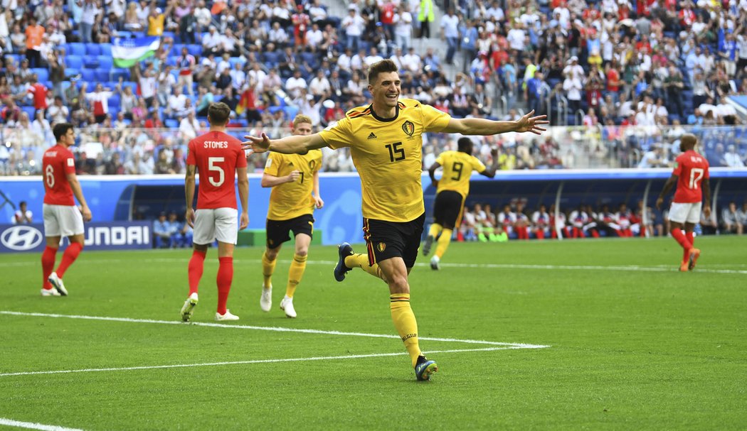 Thomas Meunier se raduje z trefy proti Anglii