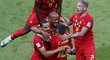 Belgie slaví gól do branky Brazílie