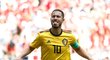 Eden Hazard oslavuje čtvrtou branku Belgie v utkání s Tuniskem