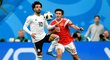 Egyptský rychlík Mohamed Salah v akci proti Rusku