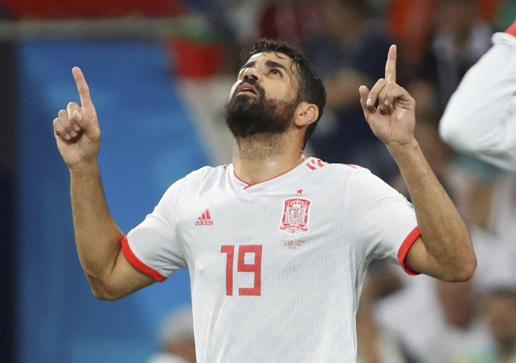 Diego Costa oslavuje svojí branku proti Portugalsku