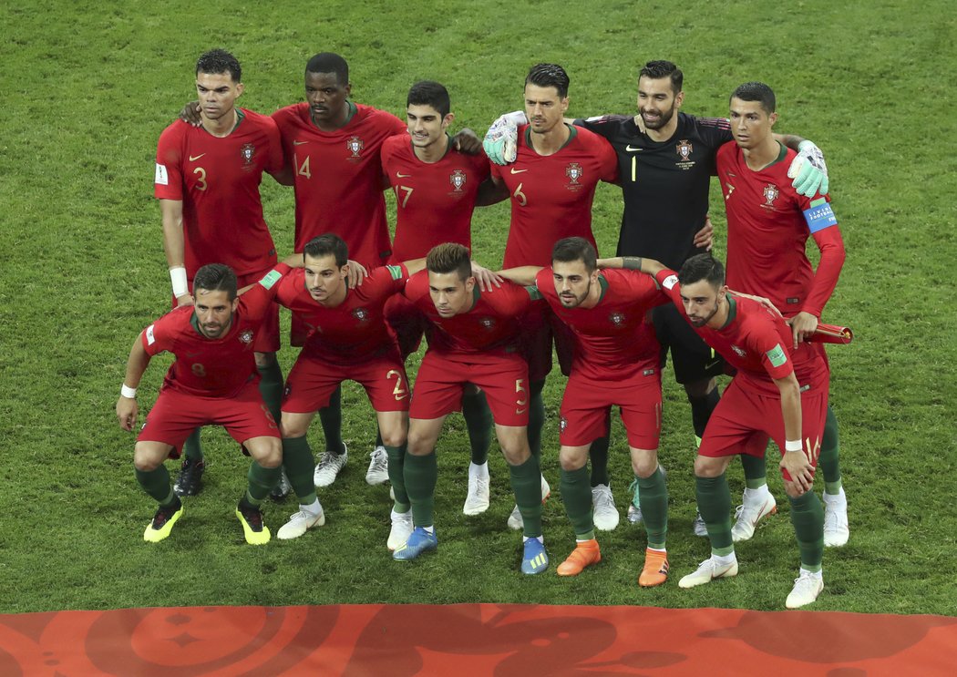 Portugalská reprezentace před zápasem proti Španělsku