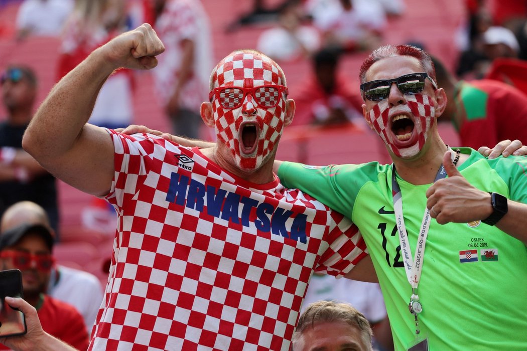Chorvatští fanoušci před zápasem s Marokem
