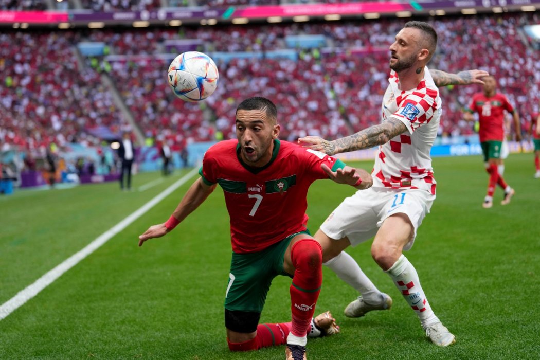 Hakim Ziyech v zápase MS proti Chorvatsku