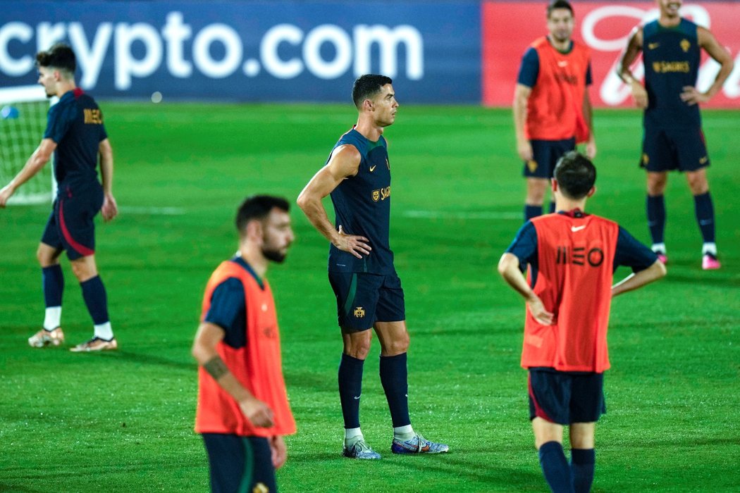 Cristiano Ronaldo na tréninku Portugalska na MS v Kataru