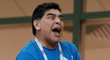 Diego Maradona fandil Argentině v utkání s Chorvatskem