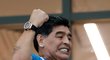Diego Maradona fandil Argentině v utkání s Chorvatskem