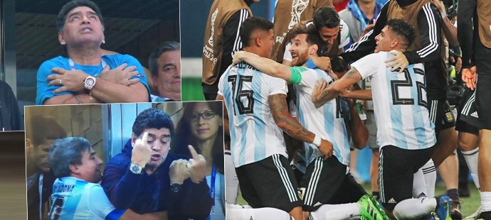 Diego Maradona prožíval postup Argentiny přímo na stadionu