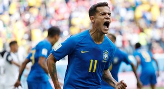 Brazílie - Kostarika 2:0. Trápení až v závěru ukončili Coutinho a Neymar