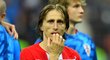 Smutný Luka Modrič poté, co s Chorvatskem prohrál finále mistrovství světa s Francií