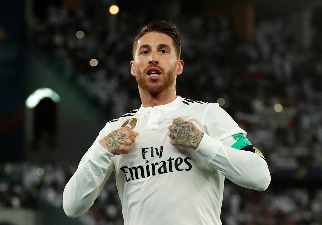 Kapitán Realu Sergio Ramos slaví druhou branku svého týmu