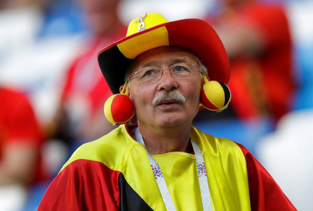 Fanoušek Belgie během utkání s Anglií