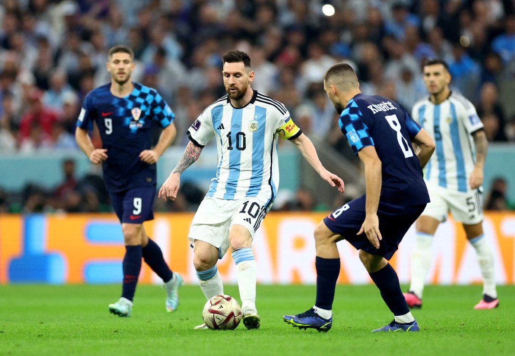 Lionel Messi v akci proti Chorvatsku