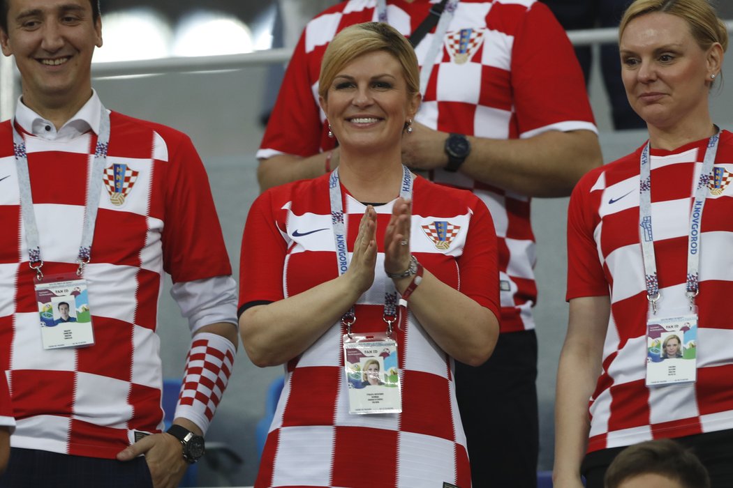 Chorvatská prezidentka Kolinda Grabarová-Kitarovičová v osmifinále proti Dánsku