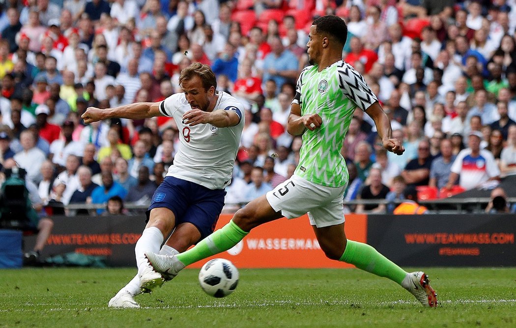 Takto vystřelil anglický útočník Harry Kane výhru nad Nigérií, jeho gól na 2:0 se nakonec ukázal jako vítězný