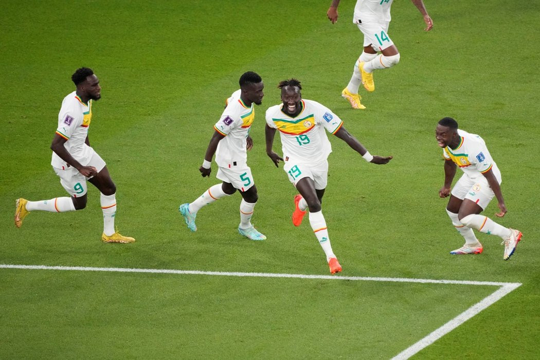 Senegalci oslavují gól Diedhioua