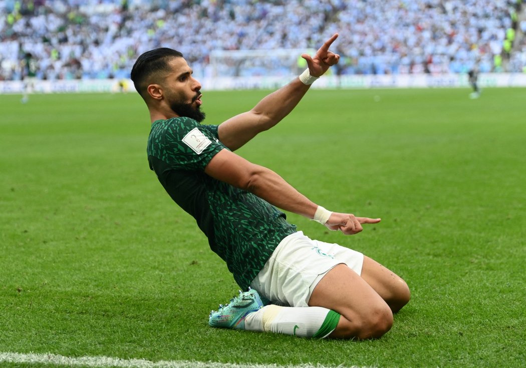 Al-Šahrí oslavuje vstřelený gól