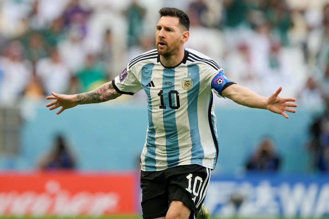 Lionel Messi se raduje z prvního gólu na šampionátu