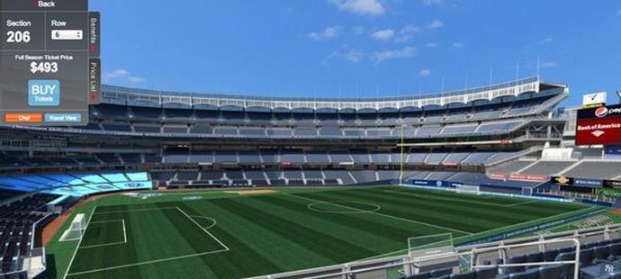 Domácí zápasy bude hrát nový tým New York City na stadionu slavného baseballového klubu NY Yankees. Takhle bude stadion vypadat pro fotbalové zápasy