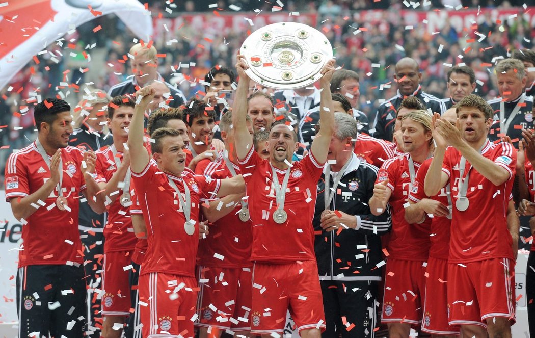 Mistrovské oslavy v podání hráčů Bayernu Mnichov