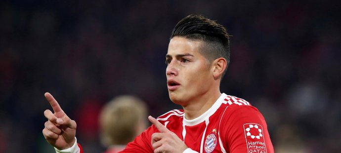 James Rodriguez se raduje poté, co vstřelil proti Lipsku první branku Bayernu