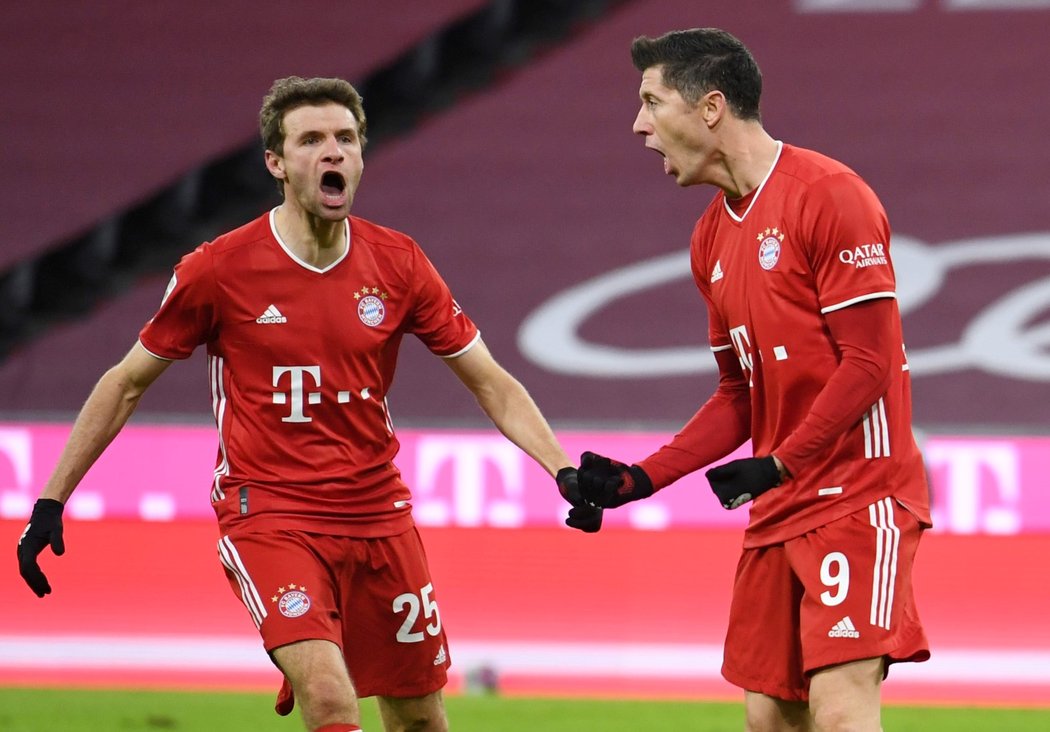 Fotbalisté Bayernu Mnichov v utkání proti Mohuči, ve kterém zvítězili vysoko 5:2