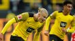 Radost fotbalistů Dortmundu a jejich elitního střelce Erlinga Haalanda z branky proti Mohuči