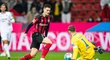 Český útočník Leverkusenu Patrik Schick v utkání proti Hoffenheimu, kde vstřelil dvě branky