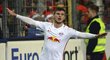 Timo Werner z Lipska se raduje z gólu proti Freiburgu