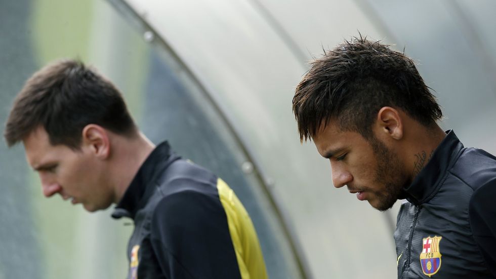 Lionel Messi a Brazilec Neymar, dvě hvězdy fotbalové Barcelony
