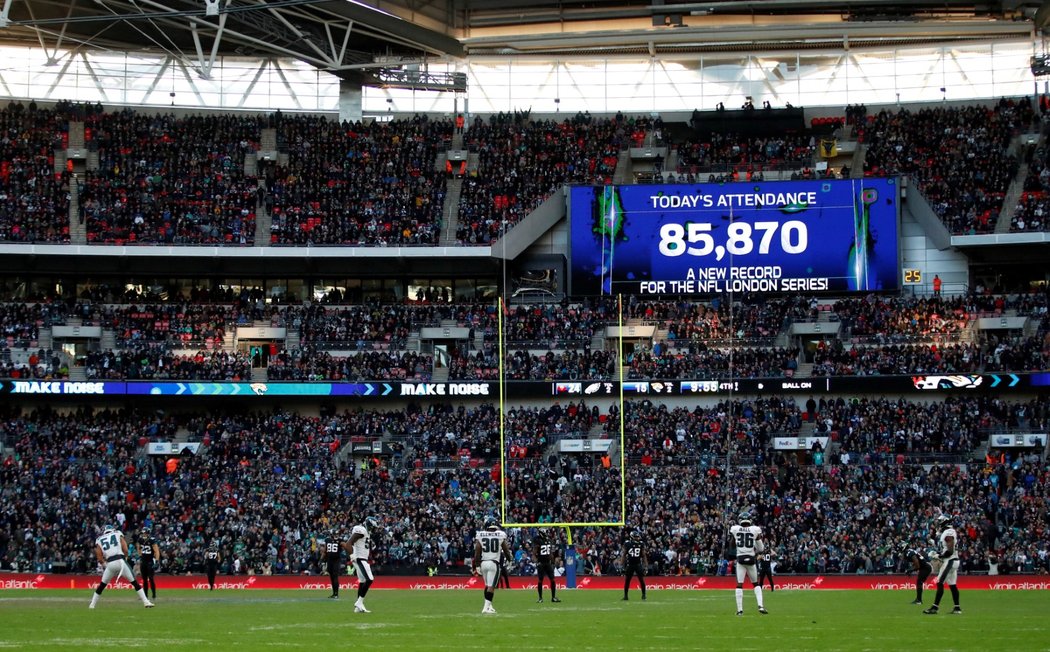 Wembley hostilo utkání americké NFL mezi Philadelphií Eagles a Jacksonville Jaguars