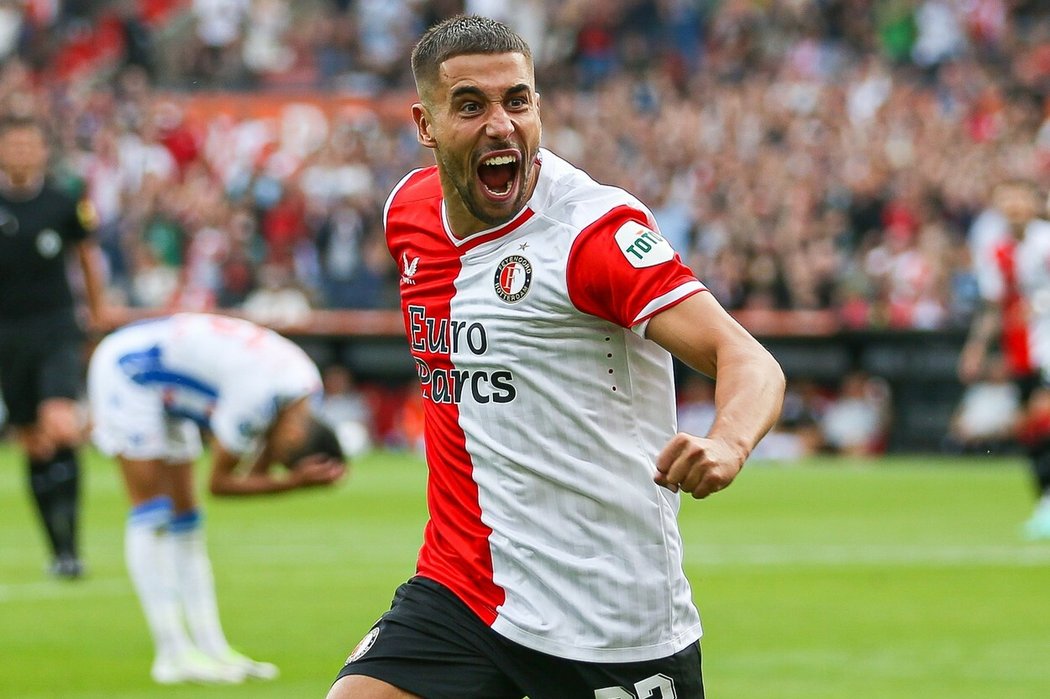 Ondřej Lingr se raduje ze svého prvního gólu v dresu Feyenoordu