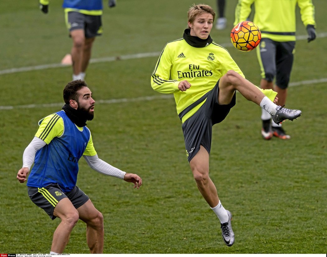Norský fotbalový talent Martin Ödegaard na tréninku Realu Madrid
