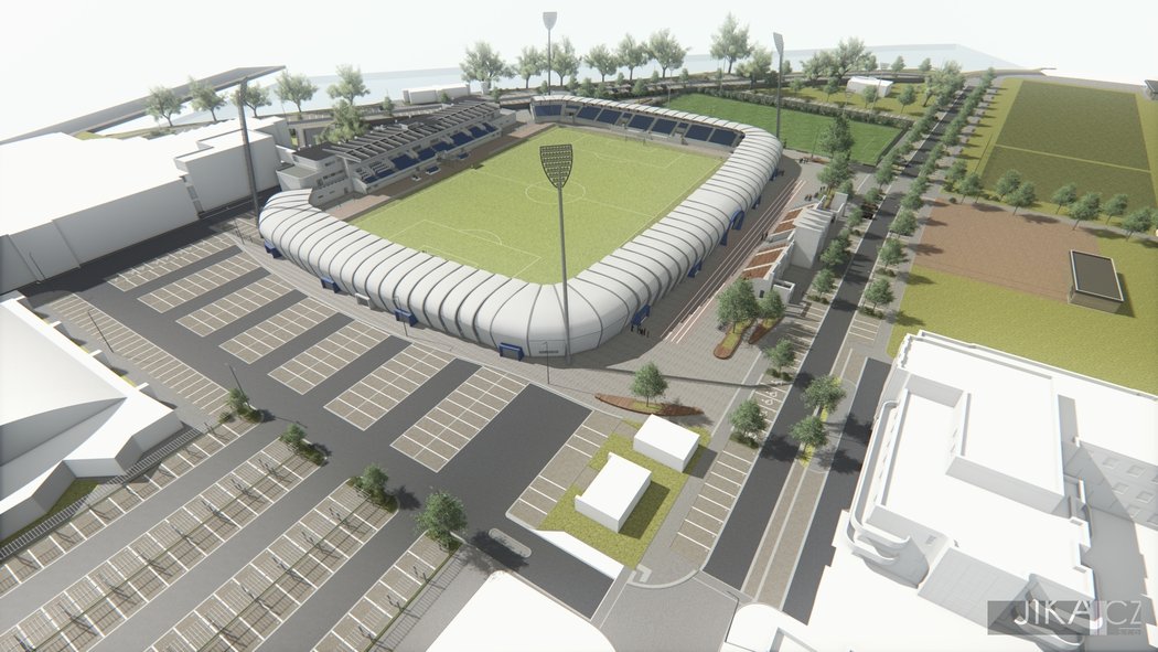 Vizualizace rekonstruovaného stadionu fotbalových Pardubic