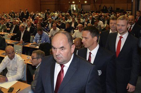 Miroslav Pelta, Rudolf Řepka, Roman Berbr, a Jan Pauly na valné hromadě FAČR