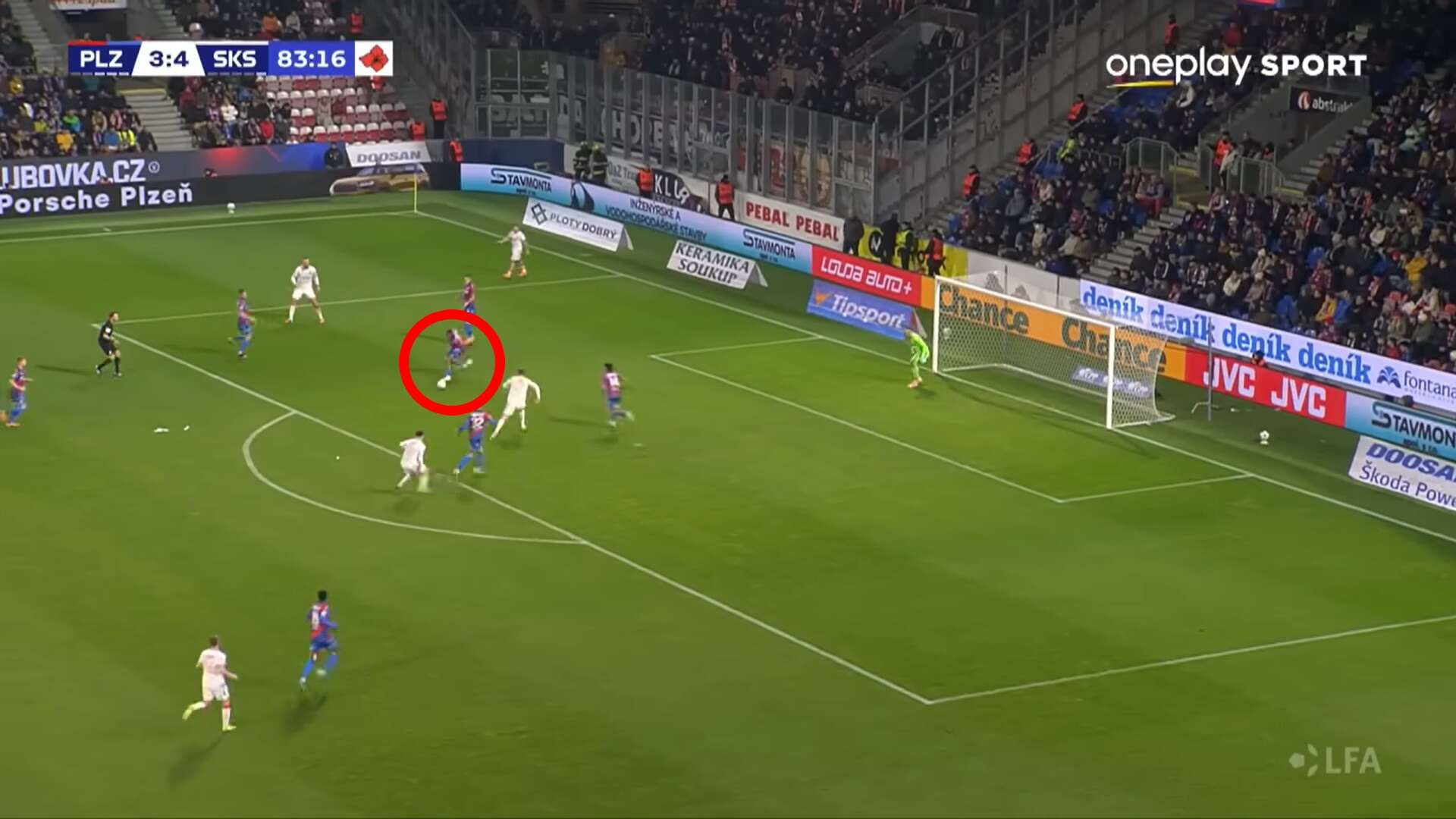 Gól Slavie na 3:5 Gól Slavie na 3:5