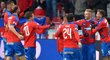 Plzeňští se radují ze druhého gólu proti Karviné