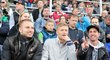 Michal Kadlec, Václav Procházka a Milan Petržela na tribuně Androva stadionu při utkání Olomouc - Plzeň