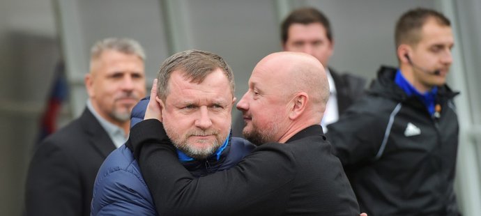 Pavel Vrba a generální ředitel Viktorie Plzeň Adolf Šádek před utkáním s Teplicemi