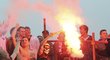Slávističtí fanoušci oslavili výhru i zakázanou pyrotechnikou