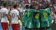 Fotbalisté Senegalu se radují z branky do sítě Polska