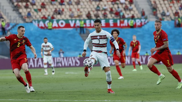 Cristiano Ronaldo během utkání s Belgií