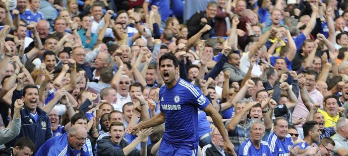 První gól Chelsea v duelu Premier League proti Leicesteru vstřelil Costa
