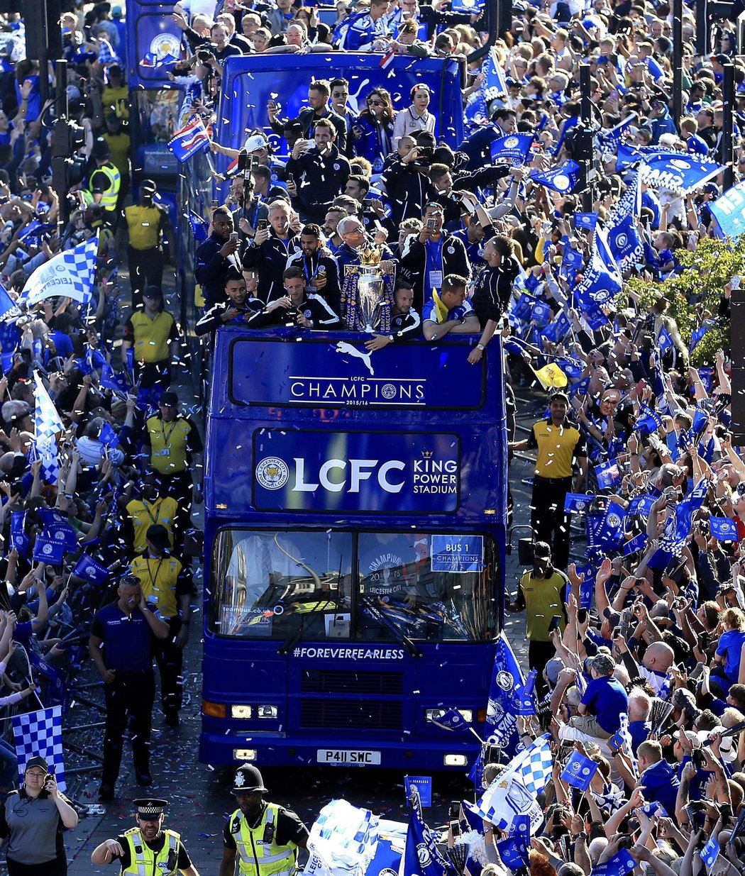 Fanoušci Leicesteru slaví historicky první titul v Premier League