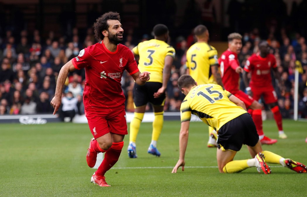 Útočník Liverpoolu Mo Salah v zápase proti Watfordu