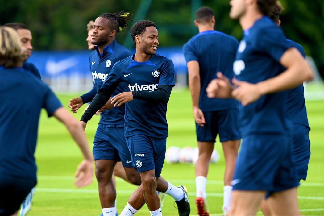 Raheem Sterling při tréninku Chelsea