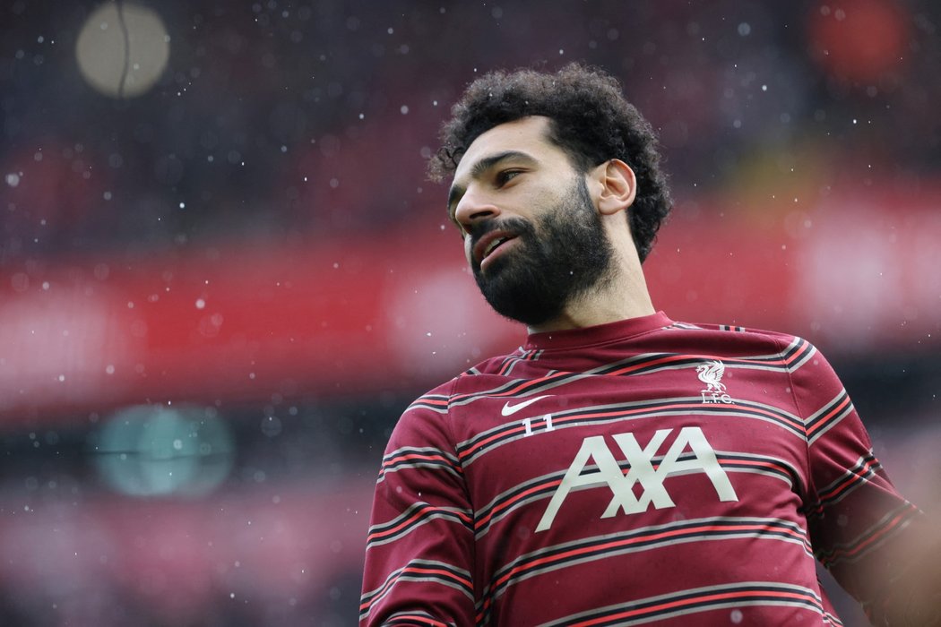 Mo Salah na rozcvičce před zápasem